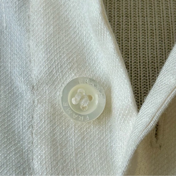 Frame Voluminous Twist Blouse White Cream Linen Puff Sleeve Size Large - Picture 13 of 16